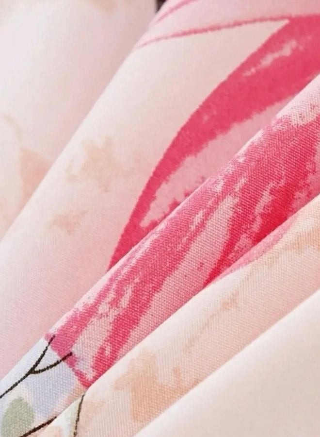 لونا هوم مقاس واحد 4 قطع (غطاء لحاف واحد - 160*210 سم. 1 ورقة مزودة - 100*200+30 سم. 2 غطاء للوسائد - 50*75 سم.). مجموعة الفراش بدون حشوة تتميز بتصميم فراشة وردية ساحرة. - Image 3